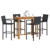 Image de Salon de jardin 5 pieces rotin bois 120 x 60 x 105 cm