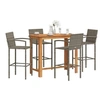 Image de Salon de jardin bois 5 pieces rotin 120 x 60 x 105 cm