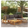Image de Ensemble de canapés de jardin 5 pièces avec coussins en bois d'acacia et rotin 3278895