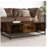 Image de Table basse chêne fumé 100x57x35 cm bois d'ingénierie et métal, table d'appoint, table de salon, table latérale, bout 848761