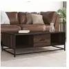Image de Table basse chêne marron 100x57x35cm bois d'ingénierie et métal, table d'appoint, table de salon, table latérale, 848763