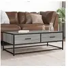 Image de Table basse sonoma gris 100x50x35 cm bois d'ingénierie et métal, table d'appoint, table de salon, table latérale, 848782