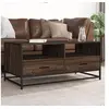 Image de Table basse chêne marron 100x50x45cm bois d ingénierie et métal
