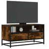 Image de Meuble TV chêne fumé 80x34,5x40 cm bois d'ingénierie et métal, banc TV, meuble hifi, centre de divertissement, buffet 848811