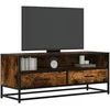 Image de Meuble TV chêne fumé 100x34,5x40 cm bois d'ingénierie et métal, banc TV, meuble hifi, centre de divertissement, 848816