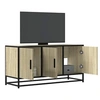 Image de Meuble TV chêne sonoma 100x35x50 cm bois d'ingénierie et métal, banc TV, meuble hifi, centre de divertissement, 848830