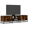 Image de Meuble TV chêne fumé 160x35x41 cm bois d'ingénierie et métal, banc TV, meuble hifi, centre de divertissement, buffet 848846