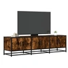 Image de Meuble TV chêne fumé 150x35x41 cm bois d'ingénierie et métal, banc TV, meuble hifi, centre de divertissement, buffet 848861