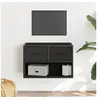 Image de Meuble TV noir 60x31x39,5 cm bois d'ingénierie et métal, Meuble hifi, Centre de divertissement, Armoire TV, Meuble 848909