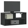 Image de Meuble TV noir 80x31x39,5 cm bois d'ingénierie et métal, support TV, armoire média, console TV, meuble HiFi, centre 848924