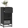 Image de Buffet noir 35,5x35x76 cm bois d ingénierie et métal