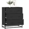 Image de Buffet noir 68x35x76 cm bois d'ingénierie et métal, armoire de rangement, armoire de couloir, armoire latérale, 848969
