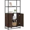 Image de Buffet haut chêne marron 68x35x139 cm bois d'ingénierie métal, armoire latérale, armoire de rangement haute, vitrine 849053