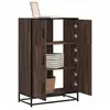 Image de Buffet haut chêne marron 68x35x106,5 cm bois ingénierie métal, armoire latérale, armoire de rangement haute, vitrine 849073
