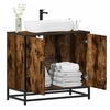 Image de Armoire de lavabo de salle de bain chêne fumé 65x33x60 cm, meuble de lavabo de salle de bain, meuble de salle de 849266
