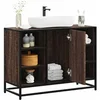 Image de Armoire lavabo de salle de bain chêne marron bois d'ingénierie, meuble de lavabo de salle de bain, meuble de salle de 849293