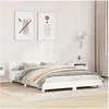 Image de Cadre de lit et tï¿½te de lit blanc 140x190 cm bois de pin massif, meuble de chambre, sommier, lit en bois, lit, lit 850741