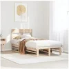 Image de Cadre de lit avec tête de lit 75x190 cm bois de pin massif, meuble de chambre, sommier, lit en bois, lit, lit simple 850818