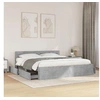 Image de Cadre de lit avec tête de lit gris béton 200x200 cm, meubles de chambre à coucher, lit double, sommier, lit, cadre de 3295537