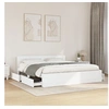 Image de Cadre de lit avec tête de lit blanc 180x200cm bois d'ingénierie, meubles de chambre à coucher, lit double, sommier, 3295541