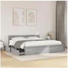 Image de Cadre de lit avec tête de lit sonoma gris 180x200 cm, meubles de chambre à coucher, lit double, sommier, lit, cadre 3295546