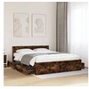 Image de Cadre de lit avec tête de lit chêne fumé 160x200 cm, meubles de chambre à coucher, lit double, sommier, lit, cadre de 3295552