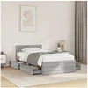 Image de Bedframe met hoofdeinde bewerkt hout betongrijs 90x200 cm3295586