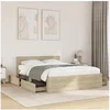 Image de Cadre de lit avec tête de lit chêne sonoma 135x190 cm, meubles de chambre à coucher, lit double, sommier, lit, cadre 3295599