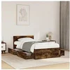 Image de Bedframe met hoofdbord bewerkt hout gerookt eiken 75x190 cm3295622