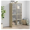 Image de Buffet haut avec portes chêne sonoma bois d'ingénierie, armoire latérale, armoire de rangement haute, vitrine haute, 3295859