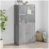 Image de Buffet haut avec portes gris sonoma 68x37x142cm bois ingénierie