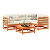 Image de Salon de jardin modulable bois massif marron 5 pieces x 70 x 67 5 personnes