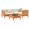 Image de Salon de jardin modulable - Lot de 5 pièces - Bois massif marron - 2 personnes - Table fixe