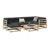 Image de Salon de jardin modulable vidaxl bois massif 7 pieces 70 x 70 x 67 cm 2 personnes