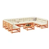 Image de Salon de jardin 10pcs avec coussins cire marron bois pin massif, ensemble de canapés d'extérieur, ensemble de canapés 3299597