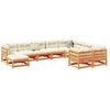 Image de Salon de jardin 10pcs avec coussins cire marron bois pin massif, ensemble de canapés d'extérieur, ensemble de canapés 3299641