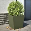 Image de Jardinières 2 pcs vert olive 40x40x40 cm acier, jardinière d'extérieur, boîte à fleurs, boîte de jardin, jardinière 851059