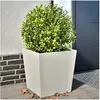 Image de Jardinières 2 pcs blanc 50x50x50 cm acier, jardinière d'extérieur, boîte à fleurs, boîte de jardin, jardinière de 851069