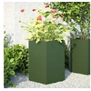 Image de Jardinières 2 pcs vert olive hexagone 46x40x45 cm acier, jardinière de fleurs, jardinière de patio, jardinière de 851115