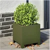 Image de Jardinières 2 pcs vert olive 30x30x30 cm acier, planteur, jardinière de patio, bac à fleurs, jardinière d'extérieur, 851192