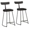 Image de Tabourets de bar lot de 2 noir 49x43x88 cm bois manguier massif