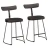 Image de Tabourets de bar lot de 2 noir 49x43x79 cm bois manguier massif