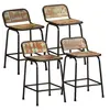 Image de Tabourets de bar lot de 4 46x35,5x70cm bois massif récupération