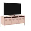 Image de Meuble TV rose 101,5x39x43,5 cm acier laminé à froid, support TV, buffet TV, armoire hifi, banc TV, armoire en métal, 851227