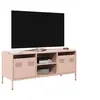Image de Meuble TV rose 101,5x39x43,5 cm acier laminé à froid, support TV, buffet TV, armoire hifi, banc TV, armoire en métal, 851299