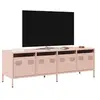 Image de Meuble TV rose 135x39x43,5 cm acier laminé à froid, support TV, buffet TV, armoire hifi, banc TV, armoire en métal, 851305