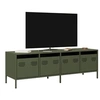 Image de Meuble TV vert olive 135x39x43,5 cm acier laminé à froid, support TV, buffet TV, armoire hifi, banc TV, armoire en 851308
