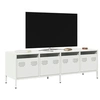 Image de Meuble TV blanc 135x39x43,5 cm acier laminé à froid