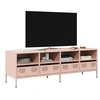 Image de Meuble TV rose 135x39x43,5 cm acier laminé à froid, support TV, buffet TV, armoire hifi, banc TV, armoire en métal, 851329