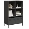 Image de Buffet haut noir 68x39x103,5 cm acier, armoire à livres, armoire à livres moderne, étagère à livres, étagère et 851382